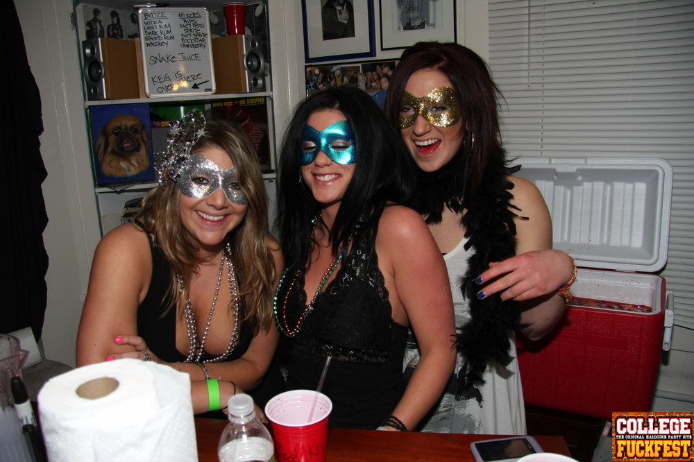 Drunk college sluts get crazy at the Mardi Gras Party #74267937