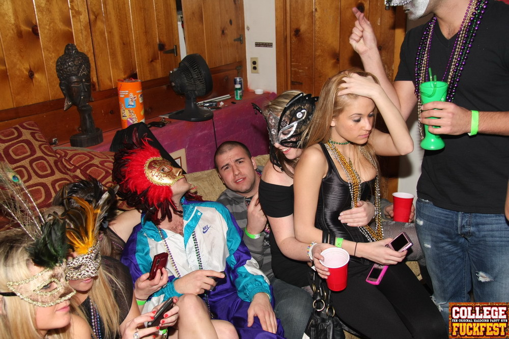 Drunk college sluts get crazy at the Mardi Gras Party #74267986