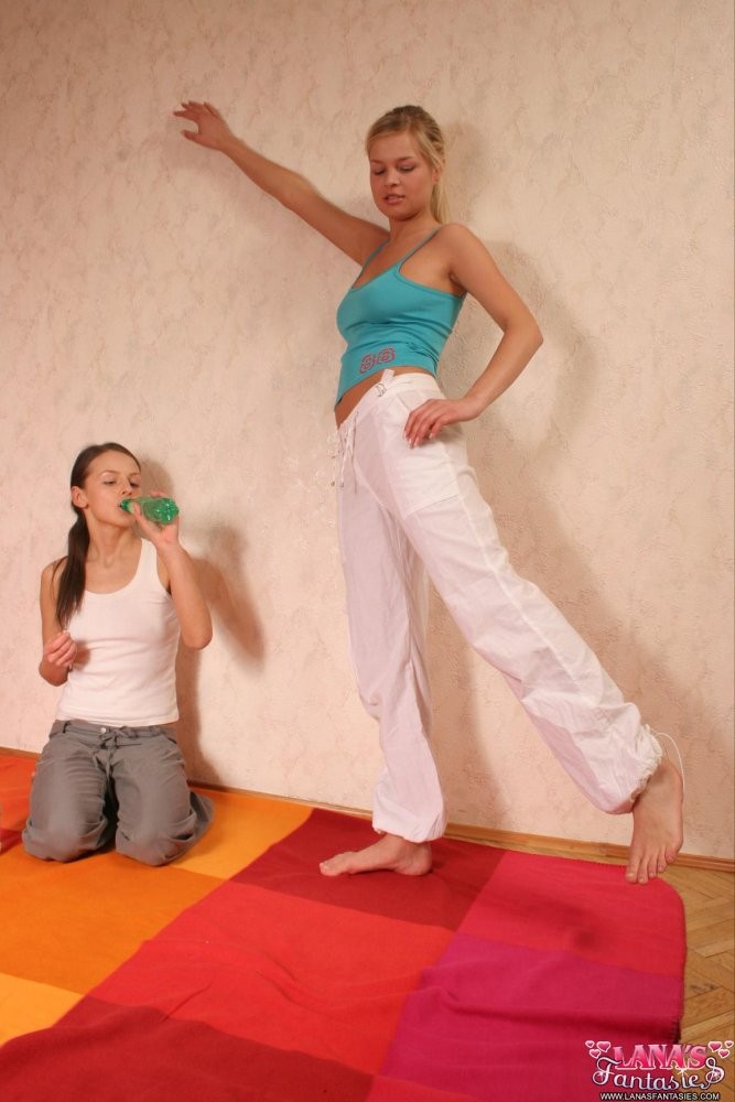 Topless teen Lana exercising with her 18yo girlfriend #78738602