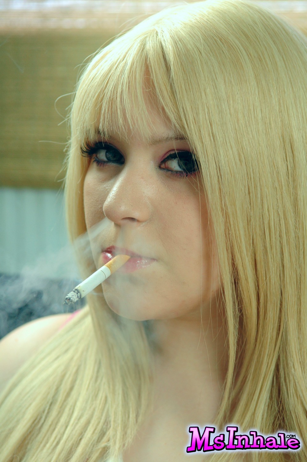 Cute blonde slut MsInhale loves smoking cigarettes while you wat #70261733