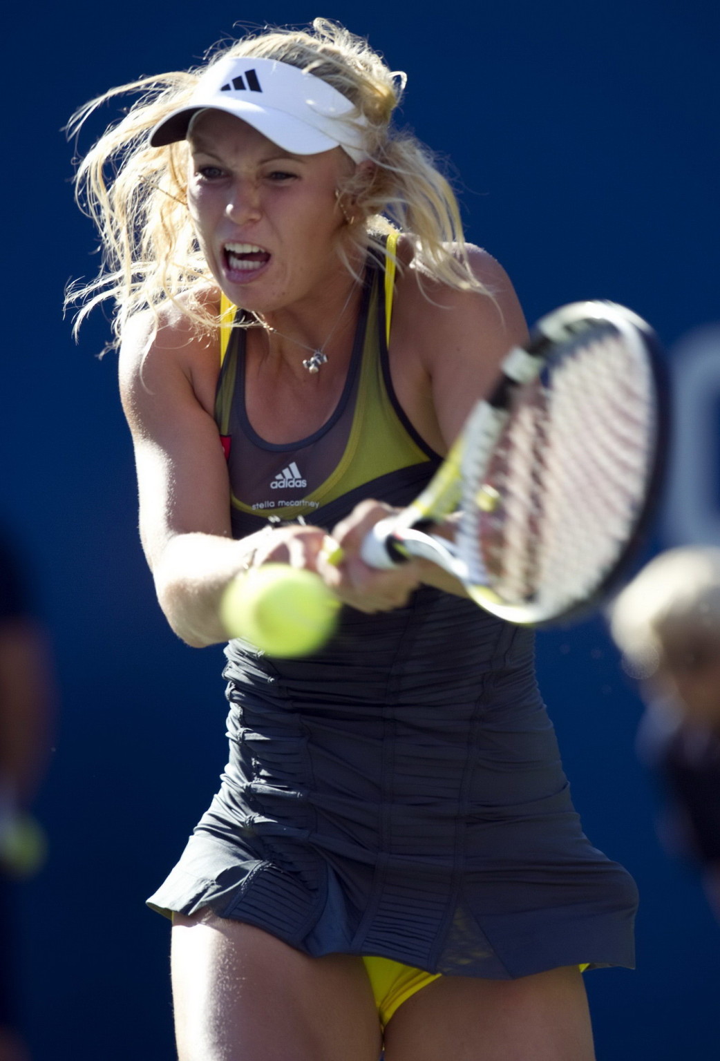 Caroline Wozniacki showing cameltoe in sweaty yellow panties at The US Open #75334107