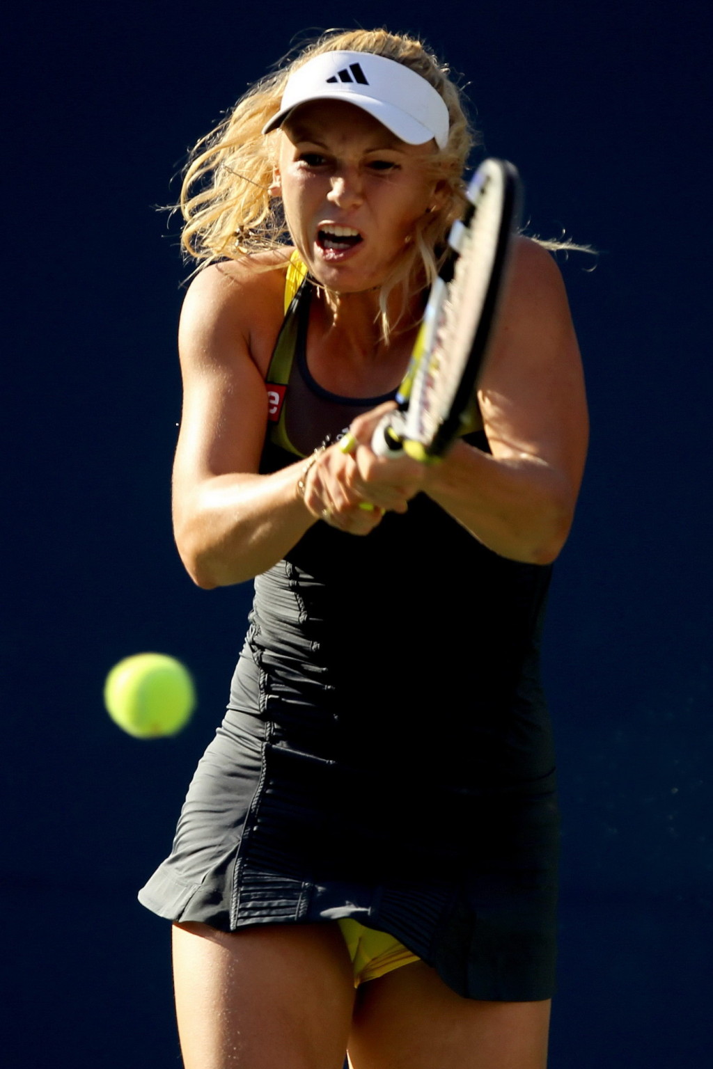 Caroline Wozniacki showing cameltoe in sweaty yellow panties at The US Open #75334119