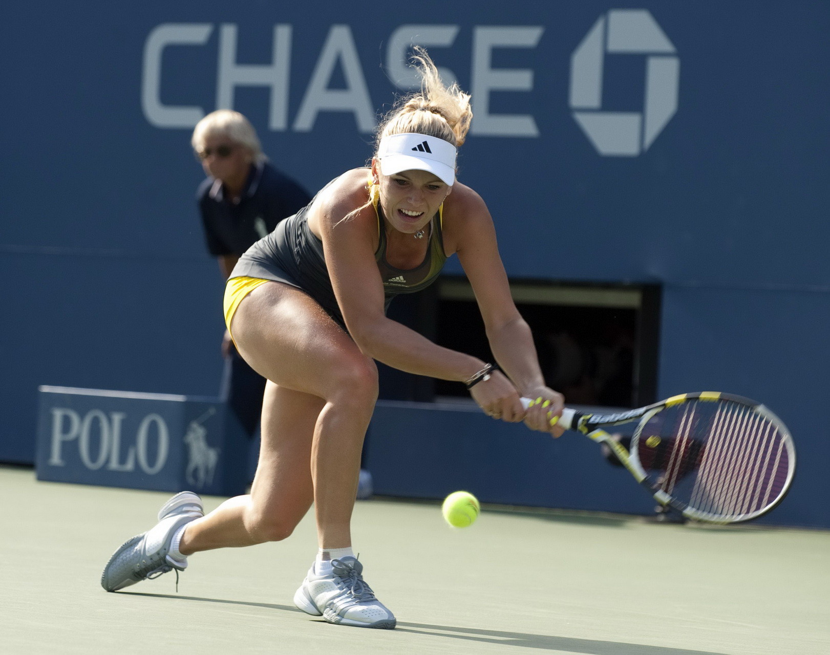 Caroline Wozniacki showing cameltoe in sweaty yellow panties at The US Open #75334131