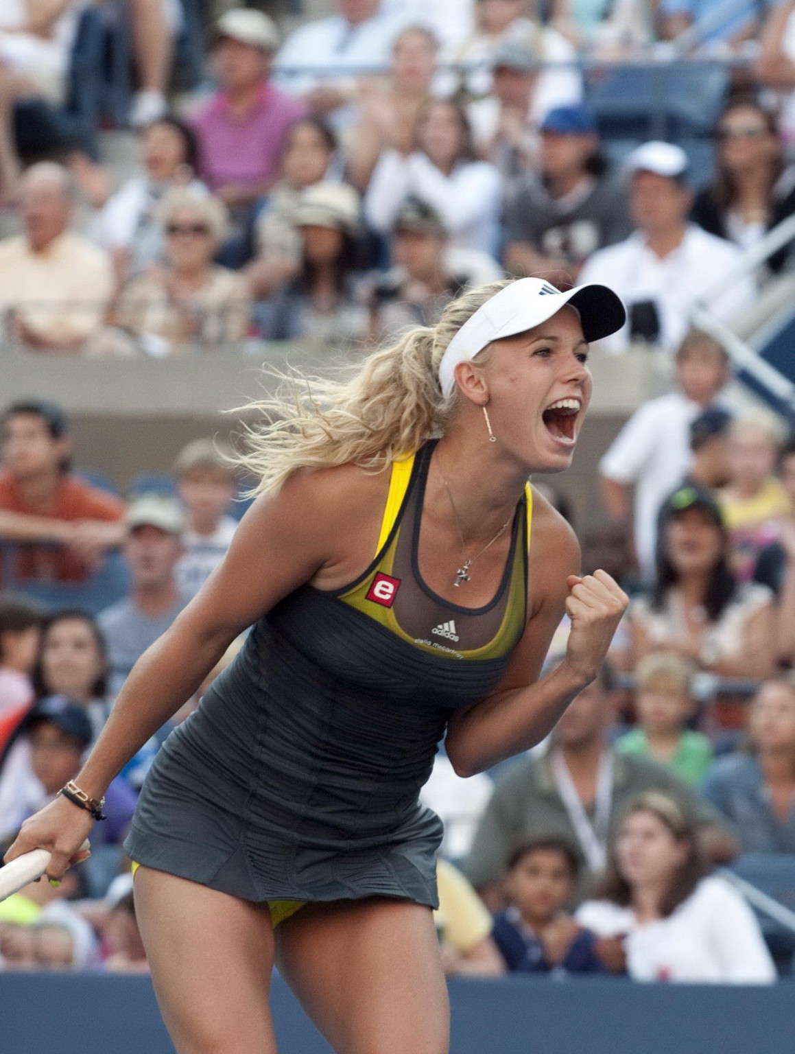 Caroline Wozniacki showing cameltoe in sweaty yellow panties at The US Open #75334148