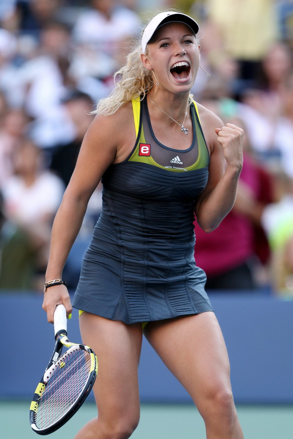 Caroline Wozniacki showing cameltoe in sweaty yellow panties at The US Open #75334179
