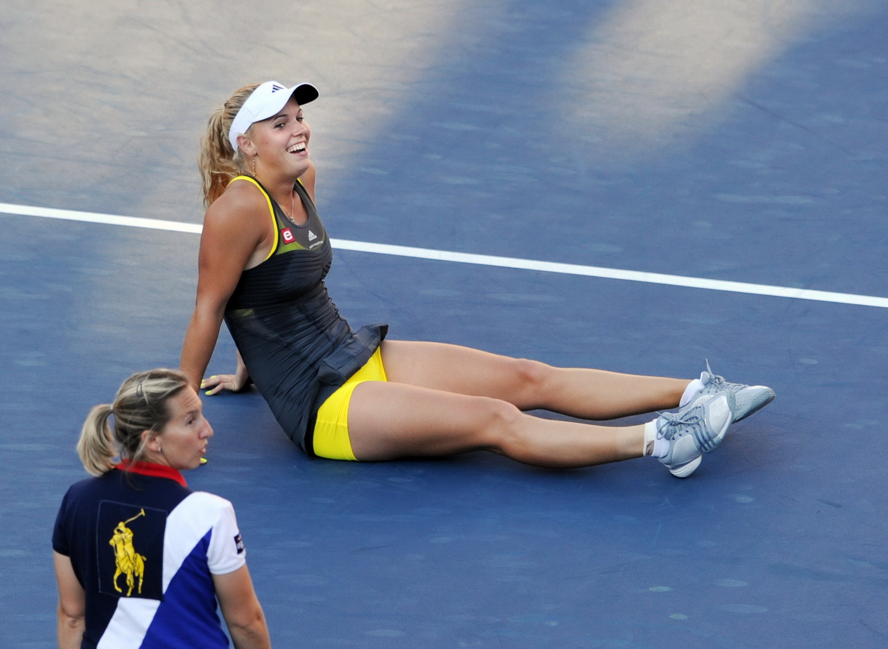 Caroline Wozniacki showing cameltoe in sweaty yellow panties at The US Open #75334200