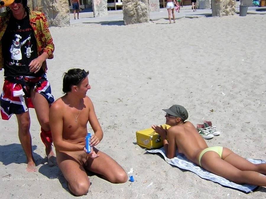 The clothes come off quickly for two young nudists #72255216