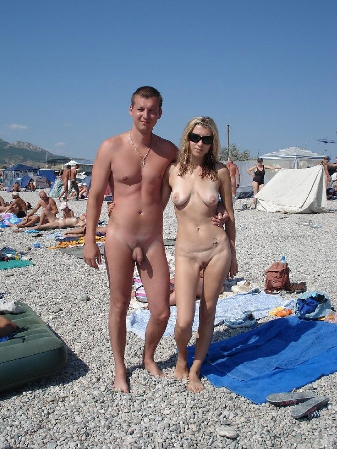 The clothes come off quickly for two young nudists #72255226