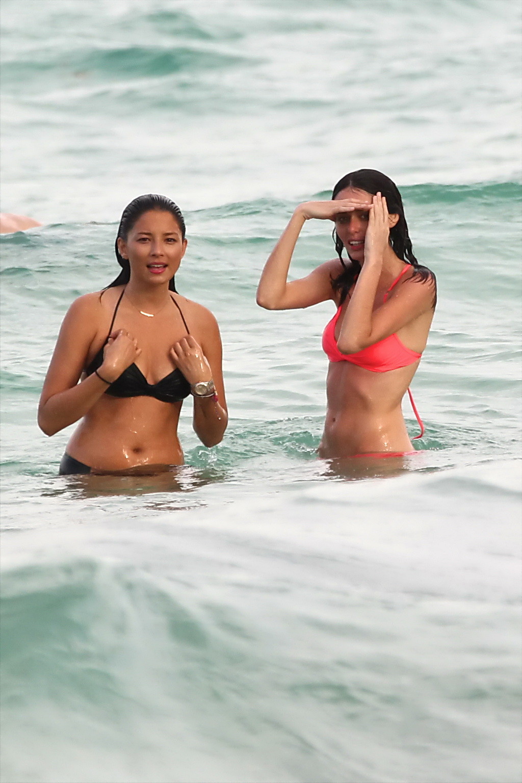 Jessica Gomes busty wearing black bikini with NIcole Trunfio at the beach in Mia #75256371