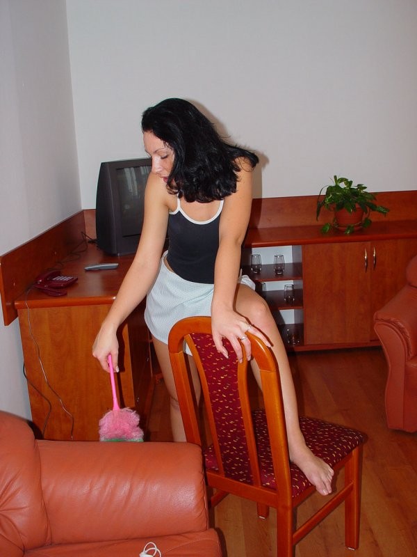 Upskirt ass shots of a hot brunette doing her house cleaning #70581389