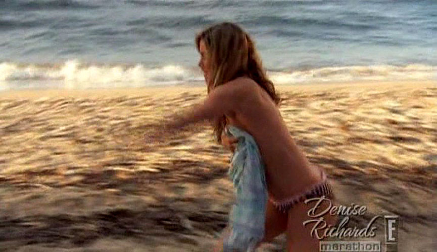 Denise Richards showing her nice big tits on beach and nice pussy slip paparazzi #75388634