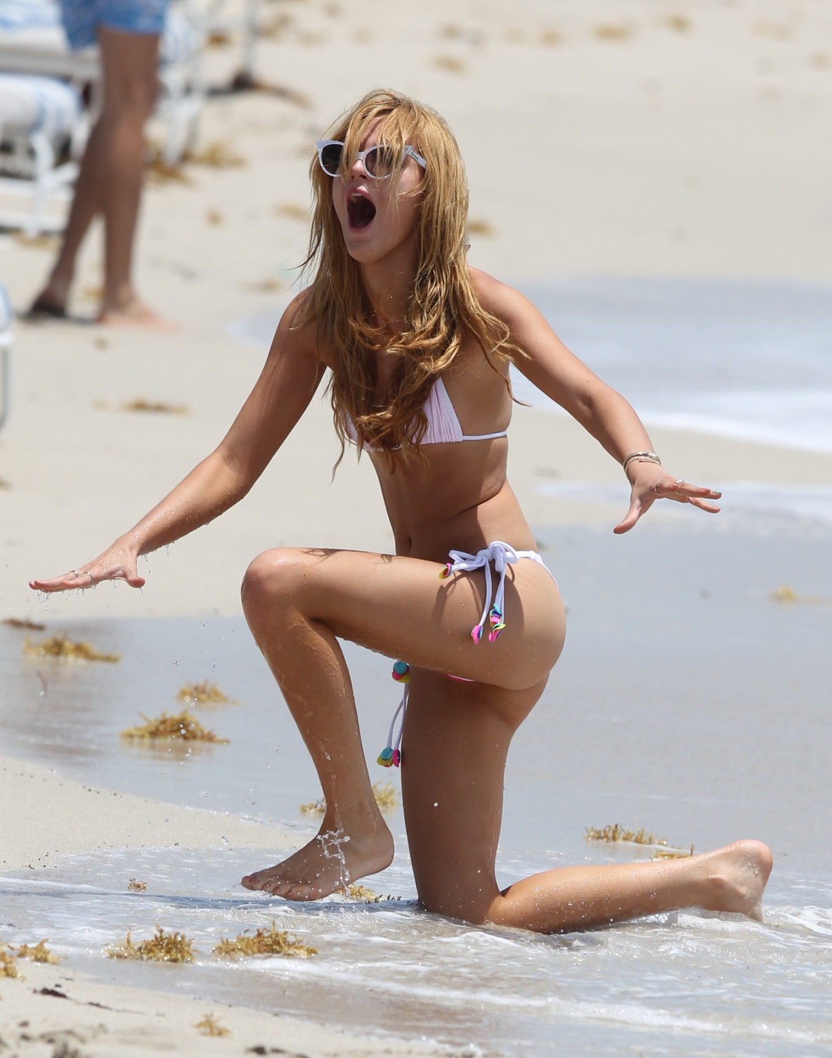 Bella Thorne looks hot in a tiny white bikini at Miami Beach #75196112
