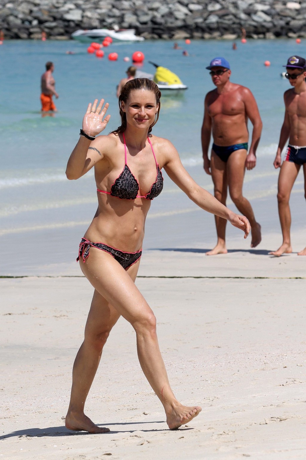 Michelle Hunziker flashing boobs and shaven crotch in bikini #75144389