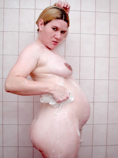 Pregnant blonde shower #74083666