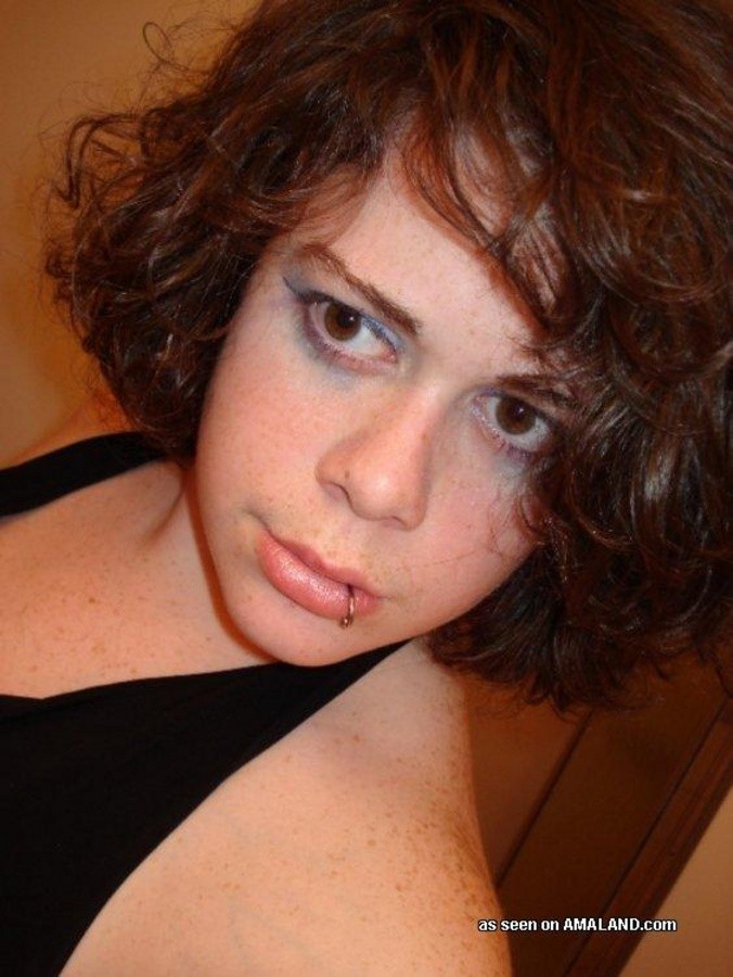 Brunette chunky chick self-shooting and showing big tits #67608756