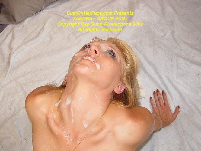 Blonde babe group messy facial #74096327