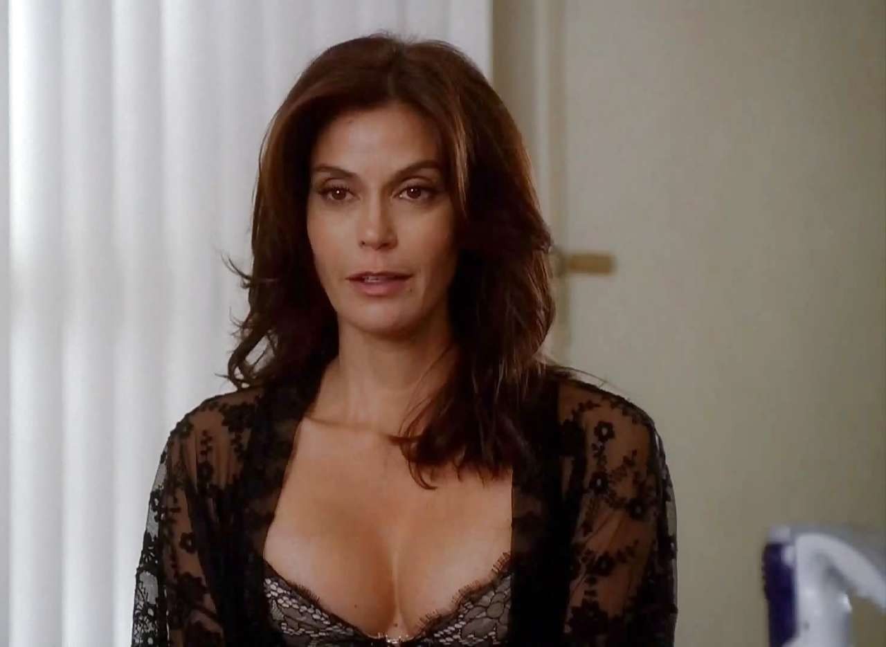 Teri Hatcher in red lingerie and black stockings and showing her tits #75241971