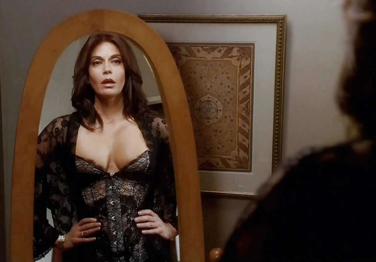 Teri Hatcher in red lingerie and black stockings and showing her tits #75241973