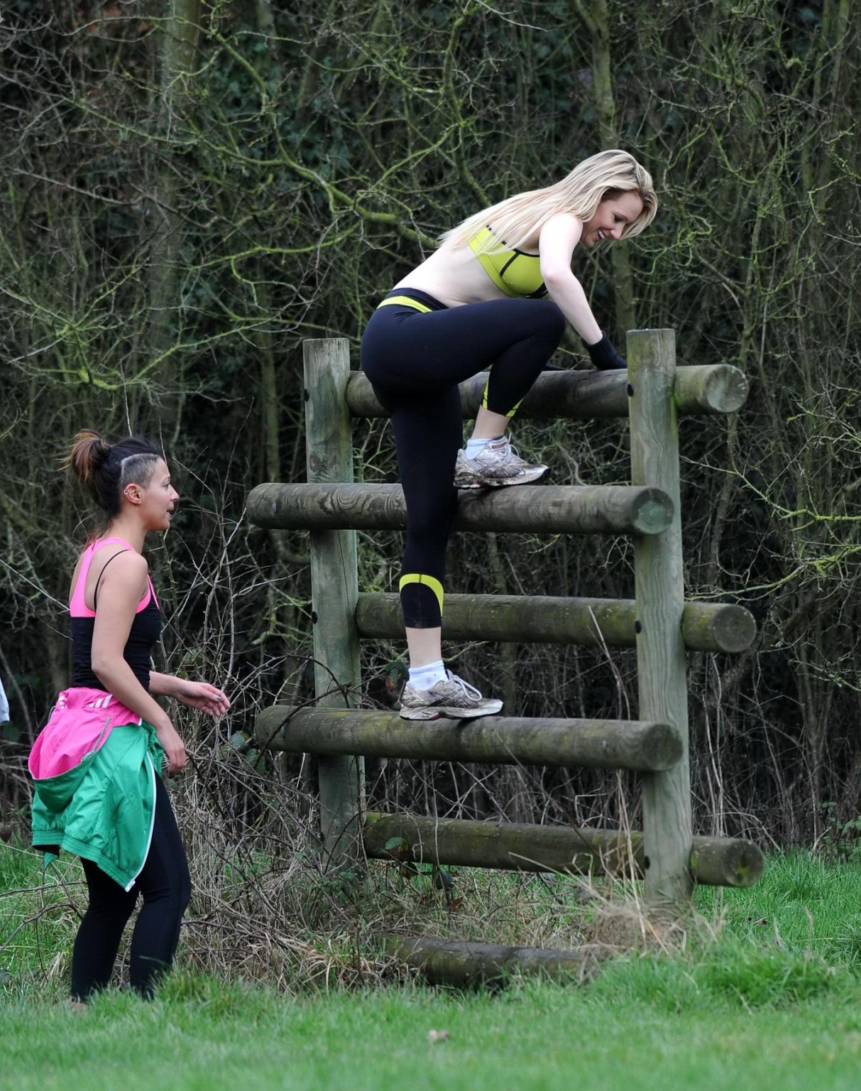 Rebecca Ferdinando en soutien-gorge de sport et collants dans un centre de fitness au nord de Londres.
 #75243373