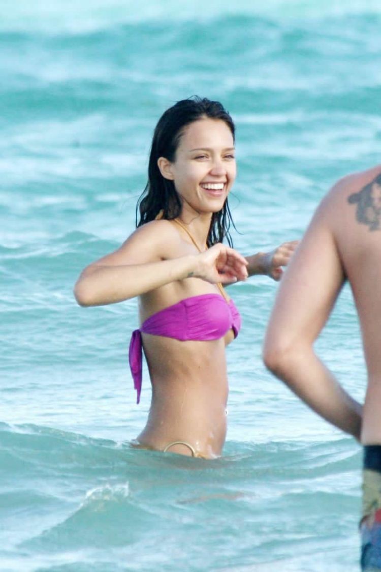 Jessica Alba nude see through bikini at the beach #72262980