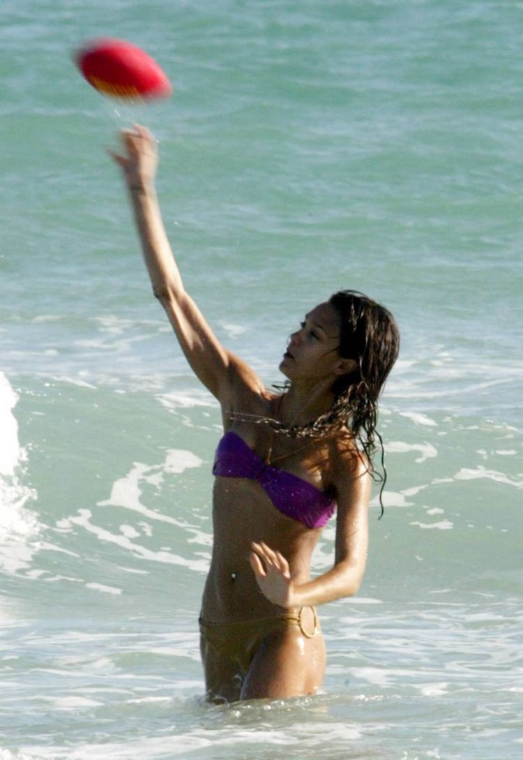 Jessica Alba nude see through bikini at the beach #72263005