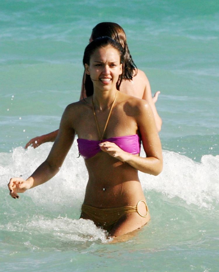 Jessica Alba nude see through bikini at the beach #72263037