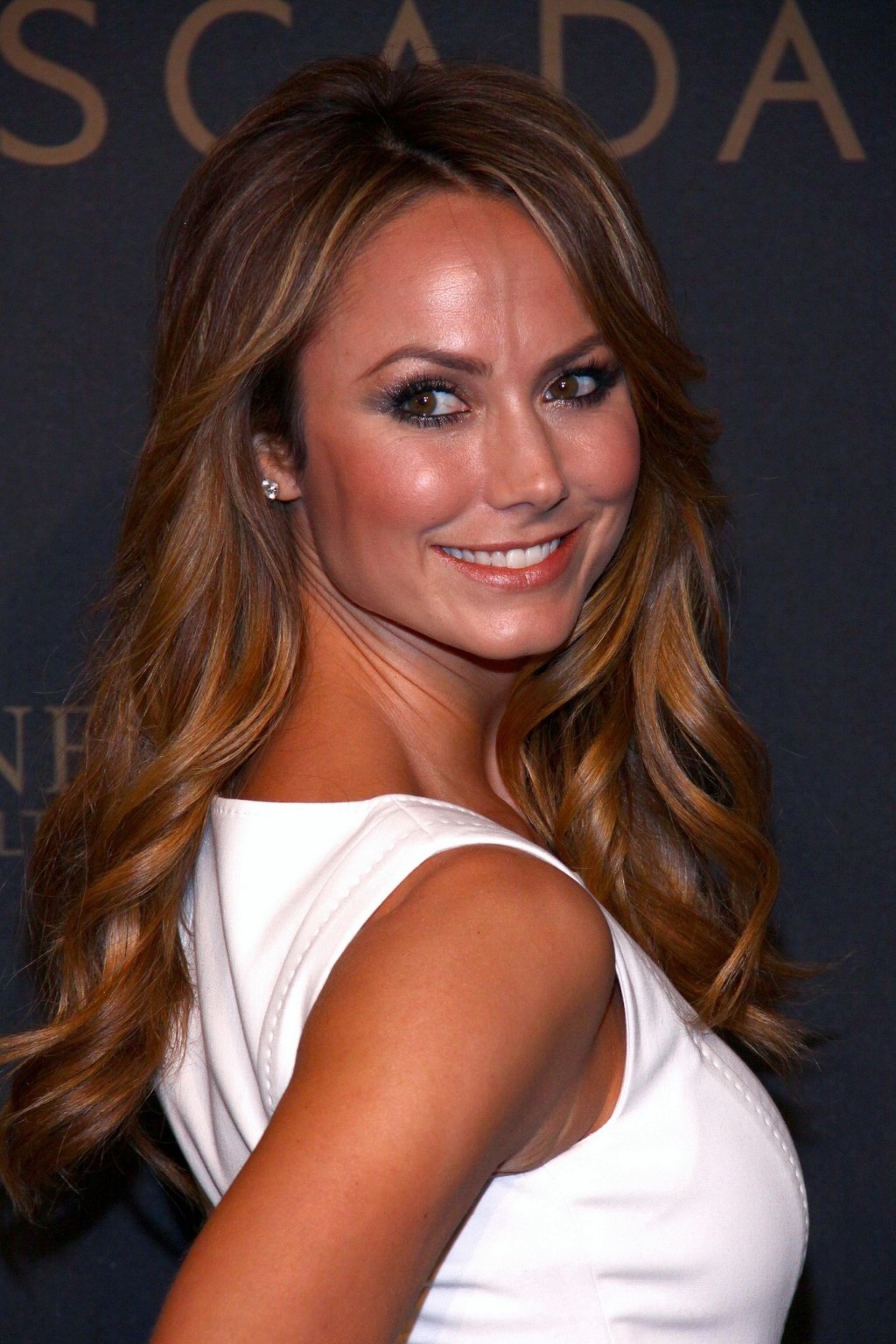 Stacy Keibler wearing tight white mini dress at the Escada Flagship store grand  #75237762