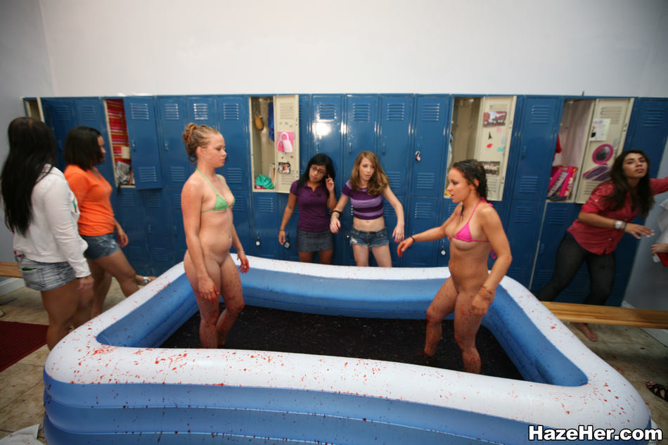 Lesbian sorority sisters force teen pledges to wrestle in jello #68276717