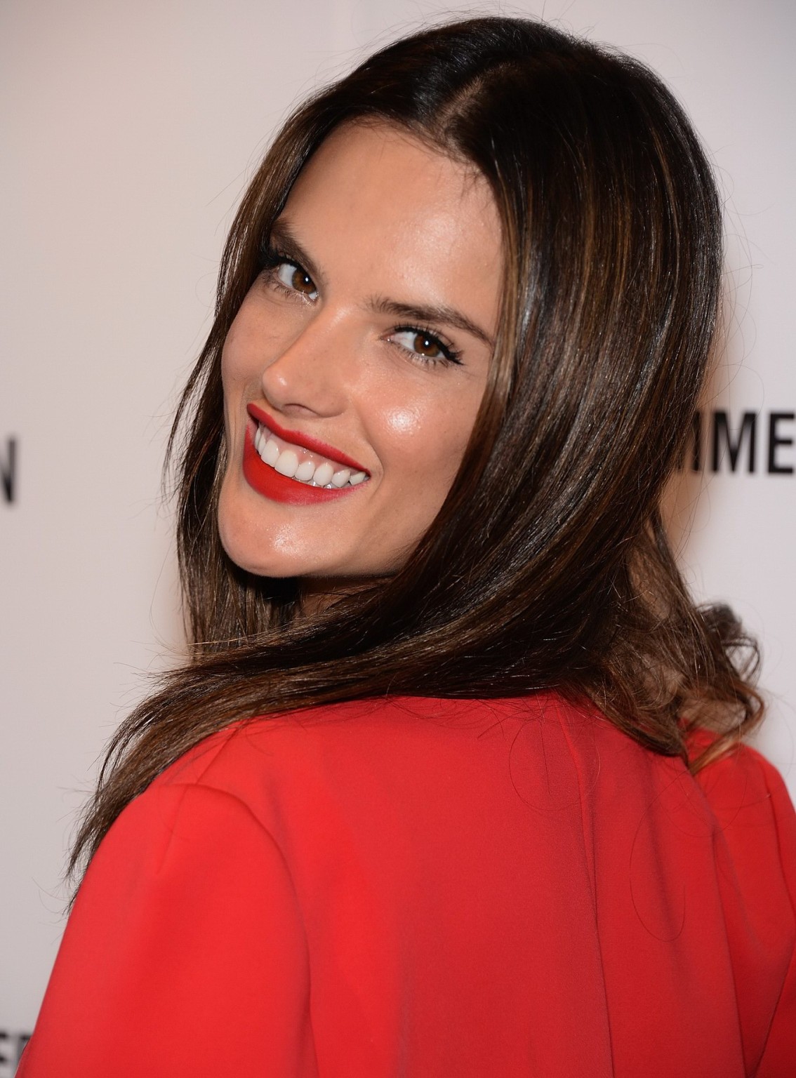 Alessandra Ambrosio wearing a red belly top at the Schutz Summer 2014 Collection #75199989