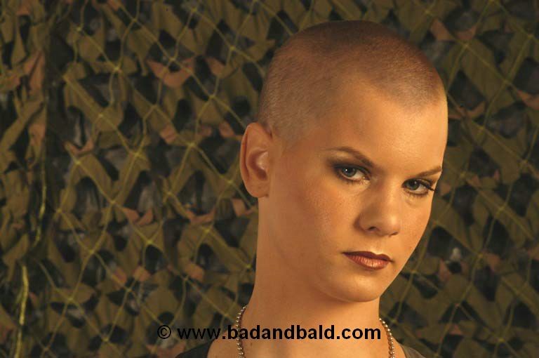 Bald teen babe in the army with a gun #73283507