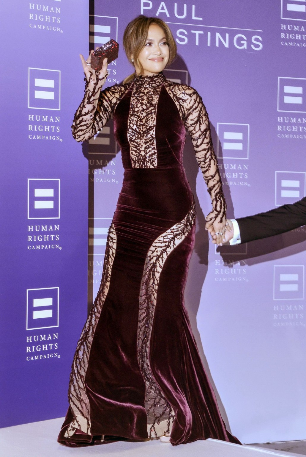 Jennifer Lopez braless wearing gorgeous black see-through dress at 2013 HRC Nati #75216544