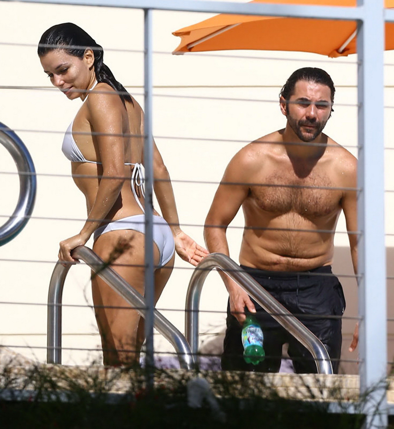 Eva Longoria showing off her bikini body at the pool in Miami #75178853