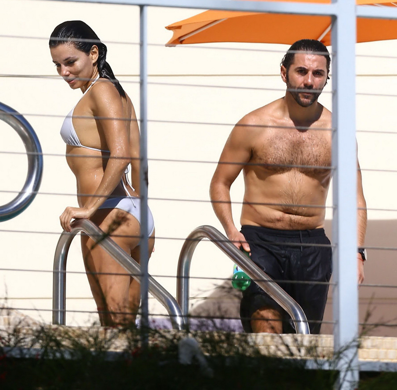 Eva Longoria showing off her bikini body at the pool in Miami #75178855