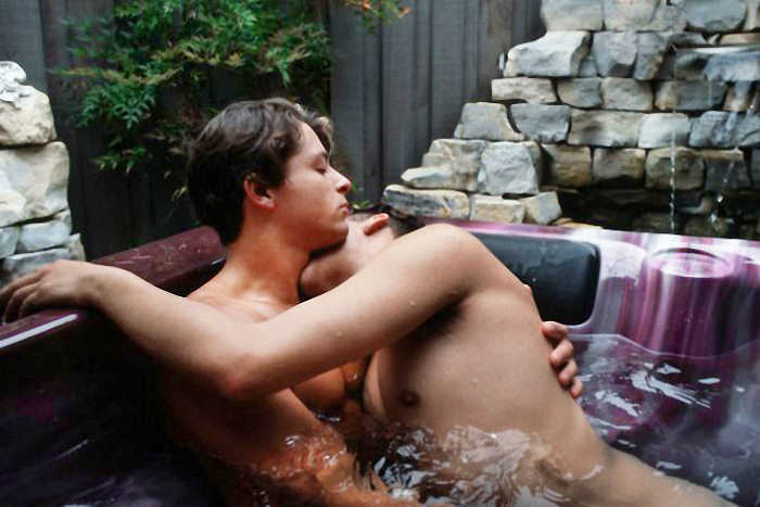 Muscle and twink fucking and cumming in jacuzzi at the backyard #76930654