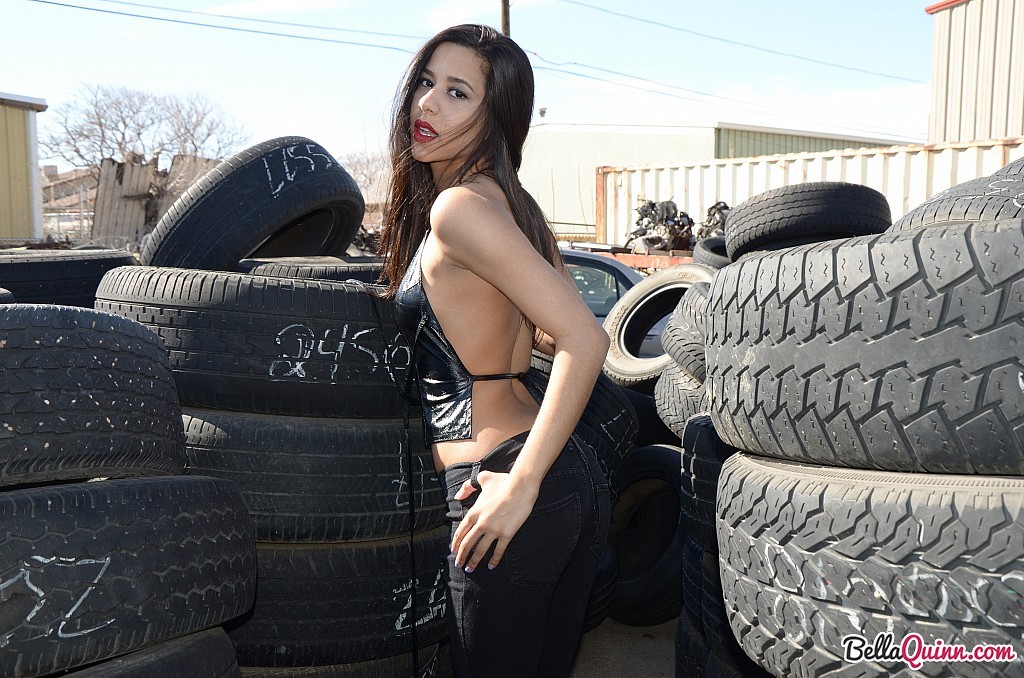 Bella strips in the junkyard #72465235