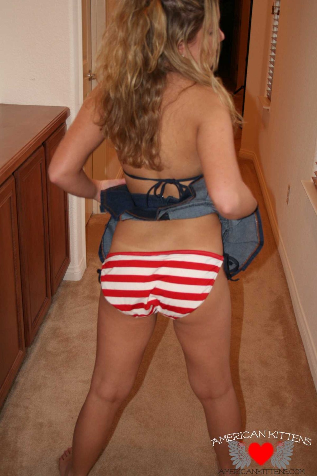 Aubery Addams red white and blue and showing off those tiny teen tits and shaved #68366525