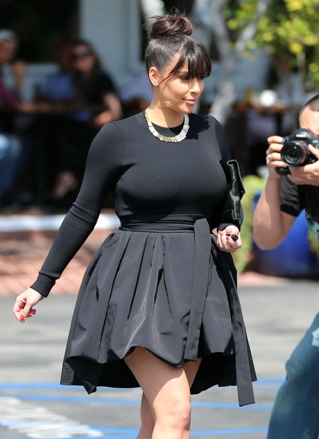 Busty Kim Kardashian shows pokies wearing a tight mini dress out in West Hollywo #75237457