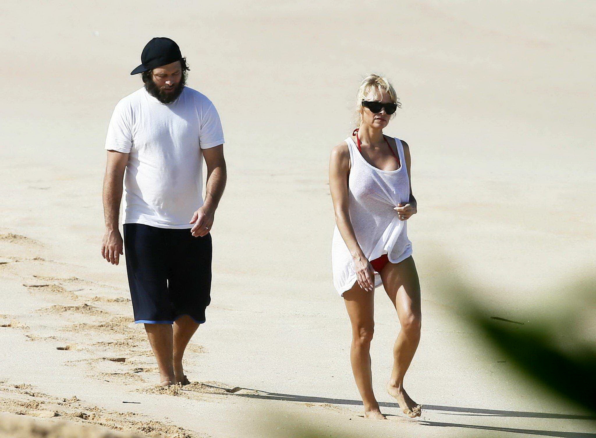 Pamela Anderson showing off her bikini body on a beach in Maui #75177306