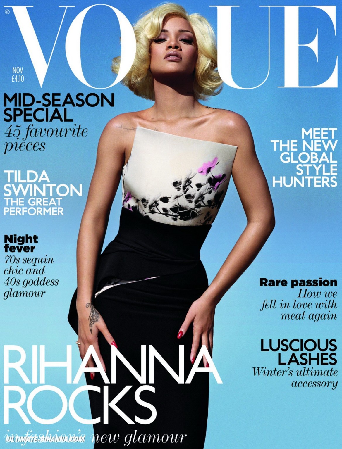 Rihanna fully nude but hiding for the November 2011 issue of Esquire magazine #75285545