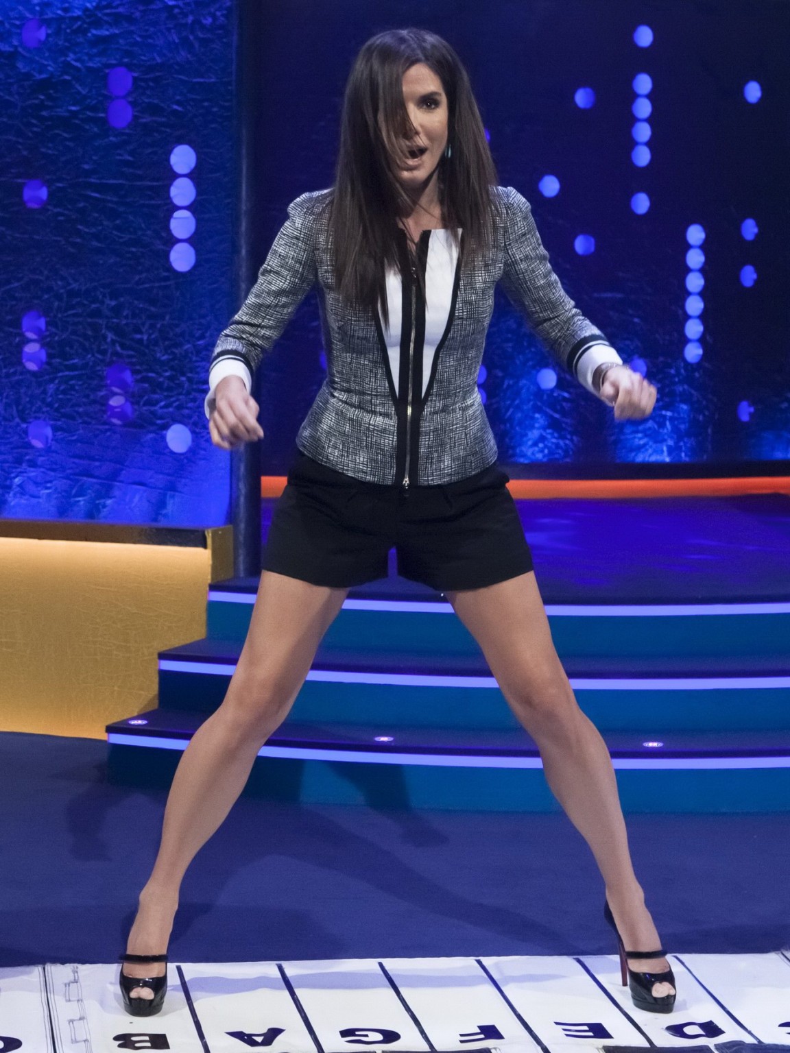 Sandra Bullock leggy wearing a black shorts on 'The Jonathan Ross Show' in Londo #75215892