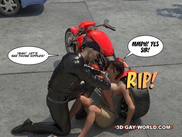 Muscle biker lesson 3D gay comic hentai anime bdsm fetish toons #69415808
