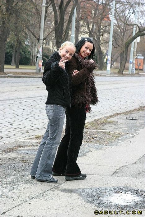 Lindas chicas lesbianas dando un paseo por el parque
 #74033615