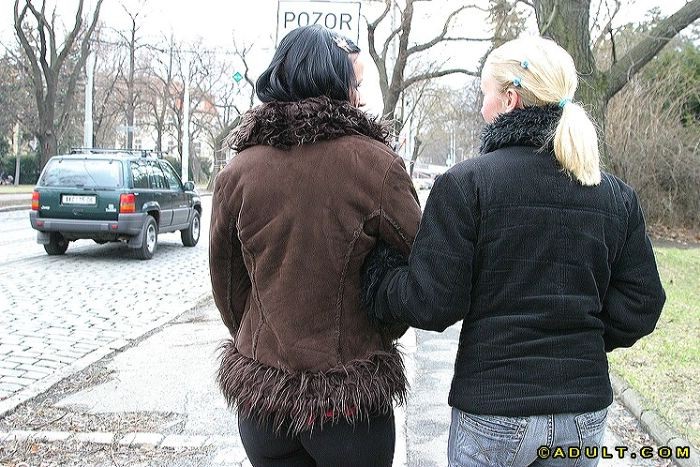 Lindas chicas lesbianas dando un paseo por el parque
 #74033626