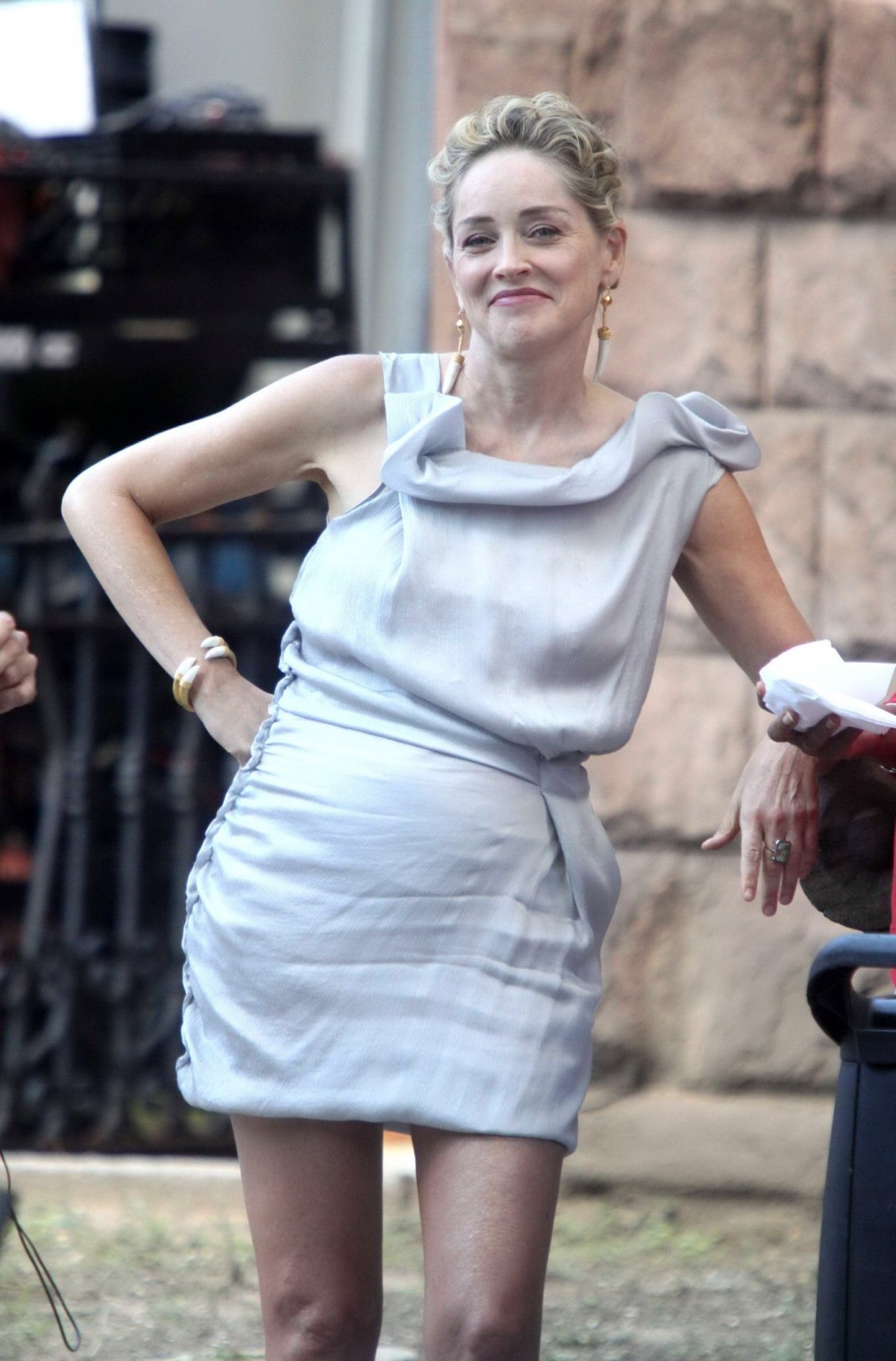 Sharon Stone flashing her panties on the 'Gods Behaving Badly' set in NYC #75290837
