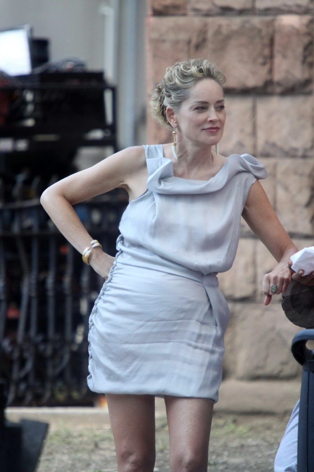 Sharon Stone flashing her panties on the 'Gods Behaving Badly' set in NYC #75290850