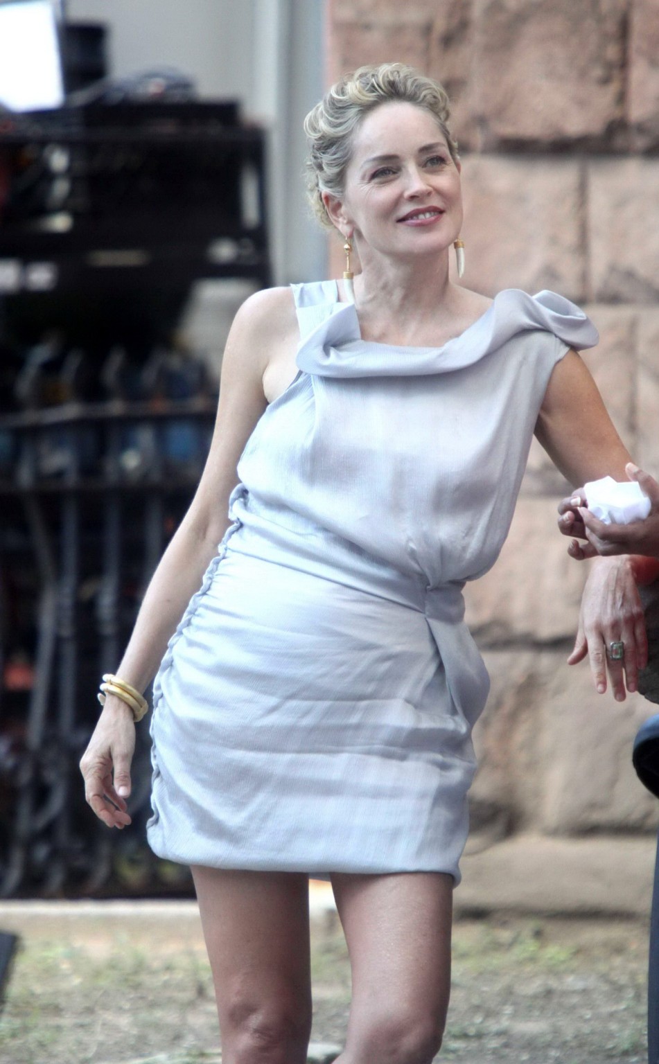 Sharon Stone flashing her panties on the 'Gods Behaving Badly' set in NYC #75290855