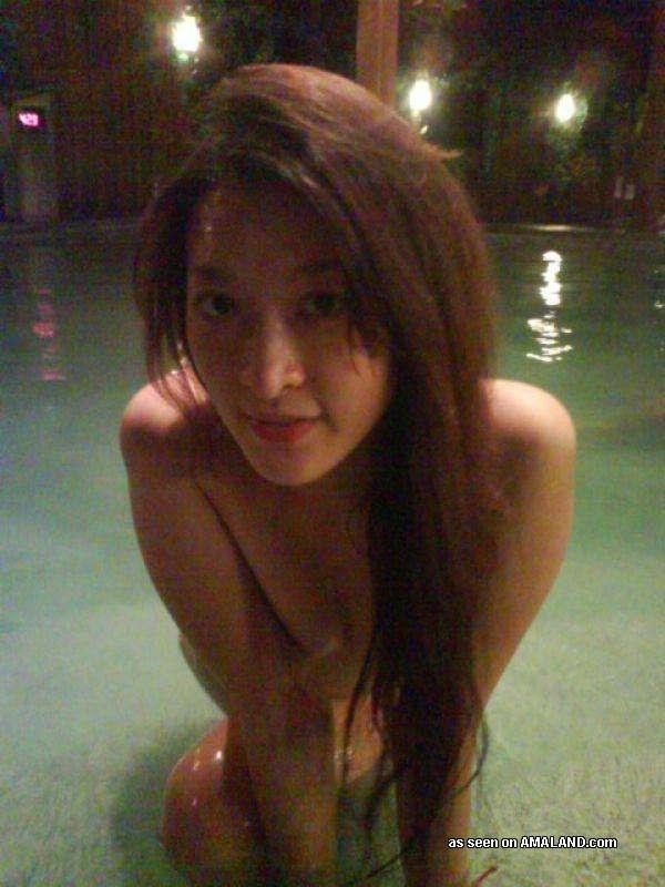 Naughty Asian teens go topless at the spa #69752687