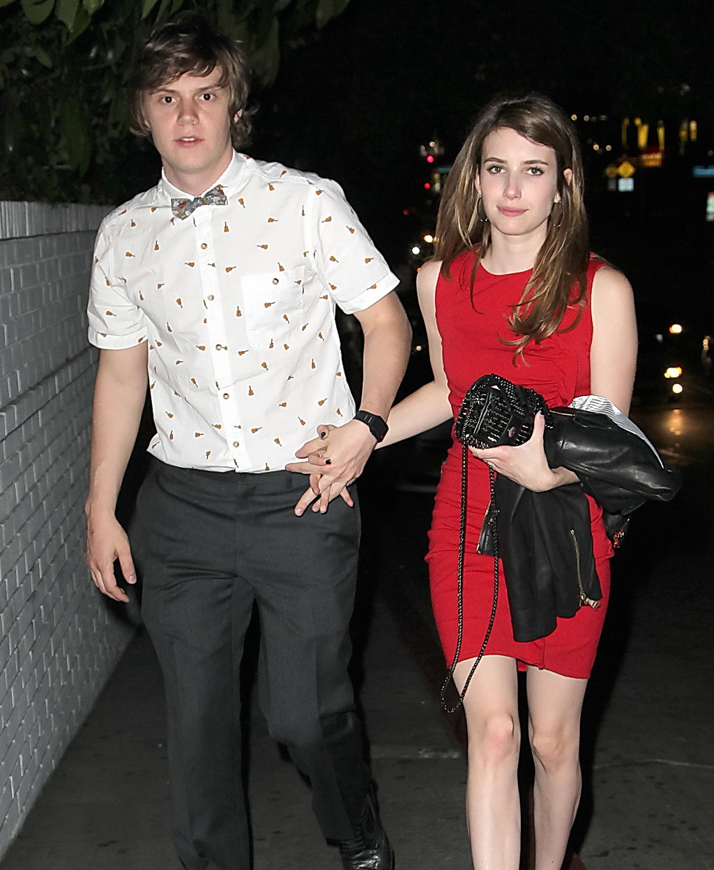 Emma Roberts wearing short red dress hot and drunk all night out in Los Angeles #75233322