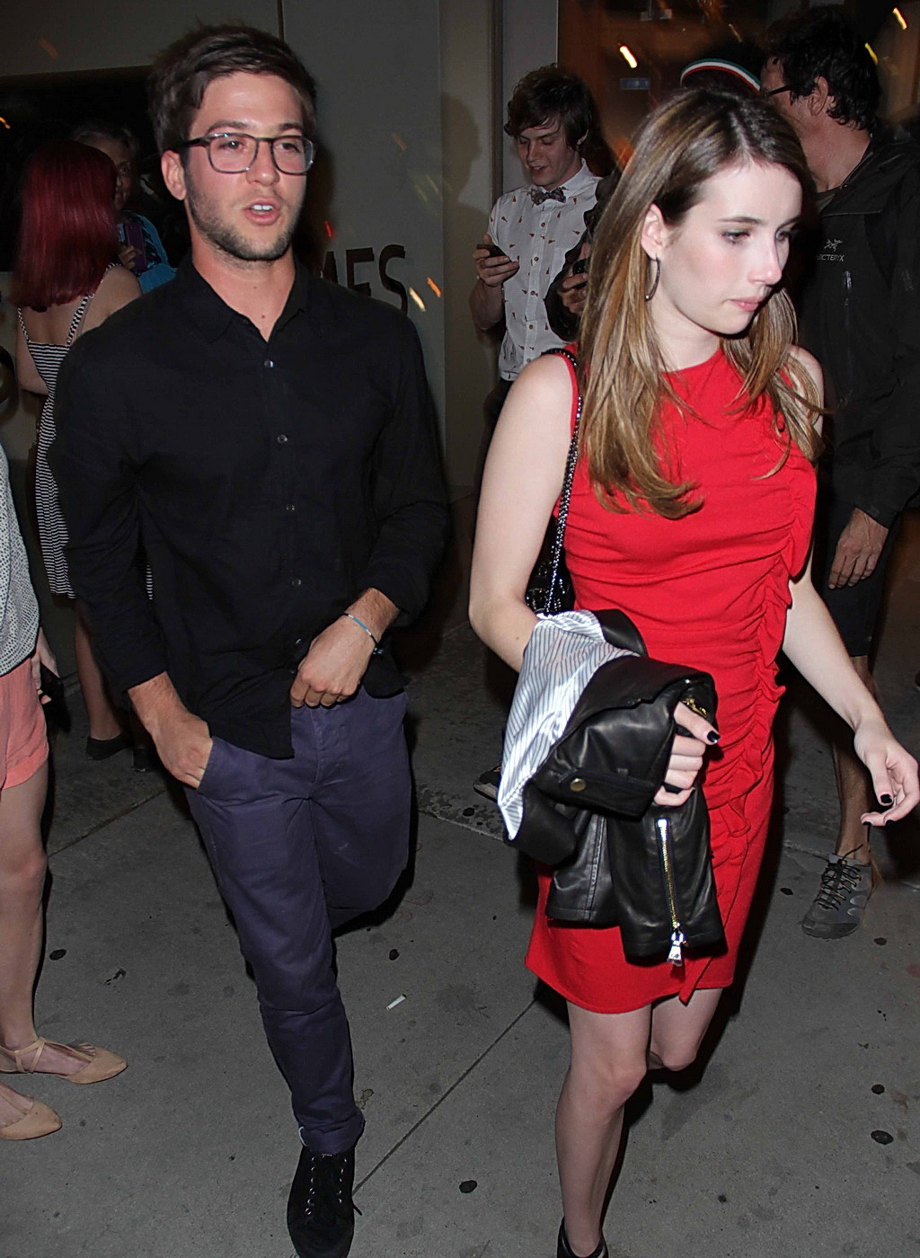 Emma Roberts wearing short red dress hot and drunk all night out in Los Angeles #75233341