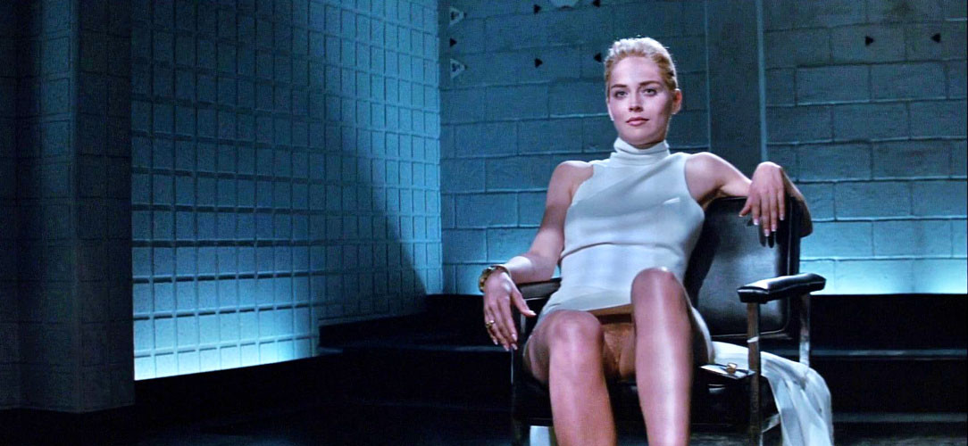 Sharon Stone showing her nice pussy upskirt on chair and her nice big tits papar #75397059